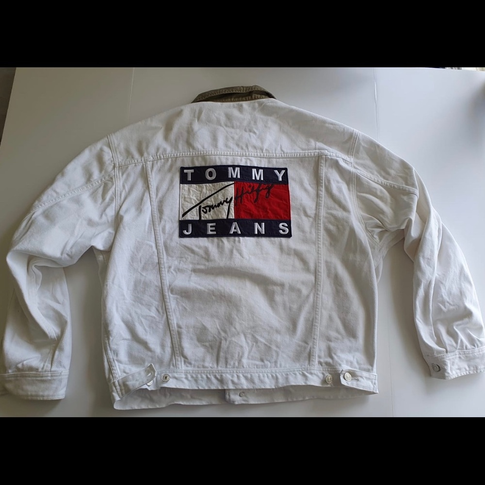 Vintage Tommy Hilfiger Jacket Denim White 90s